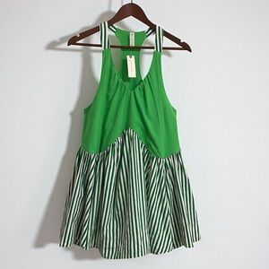 NWT Anthropologie Green and White Striped Dress XXS